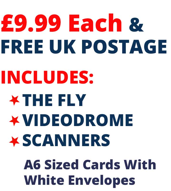 David Cronenberg 3 Card Set £9.99 Includes The Fly, Videodrome, Scanners Cards